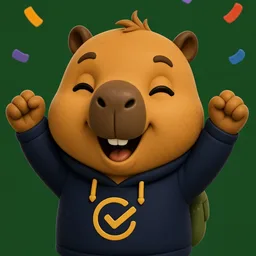 Capivara, mascote do Classifica Concursos, comemorando